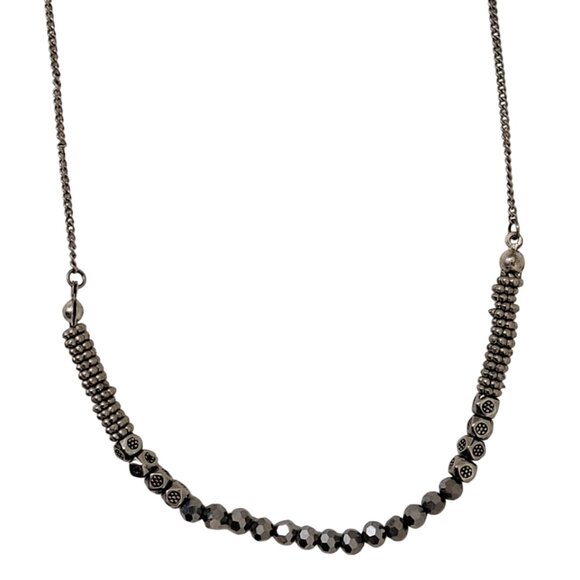 Unique Eclectic Sparkly Dark Silver Beaded Necklace - Picture 3 of 5